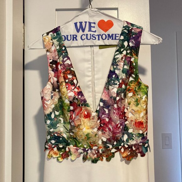 Colorful Floral Lace Wedding Dress -- Excellent Condition! - Picture 7 of 8